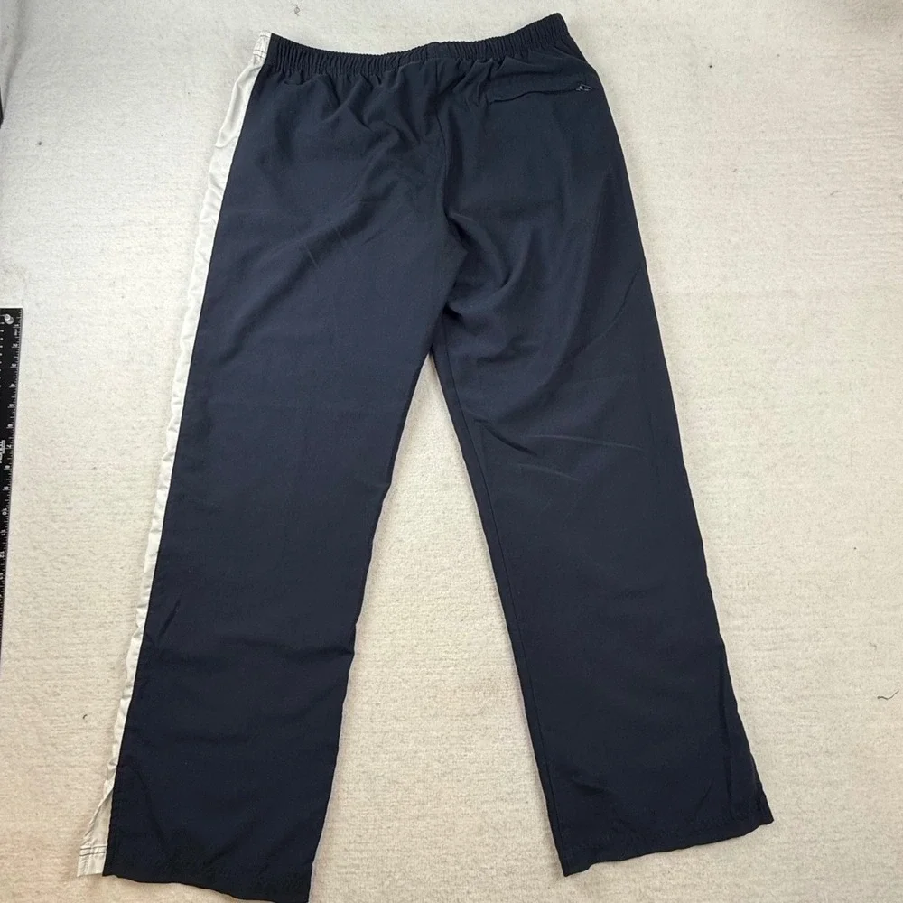 Nike Youth Large Navy Blue White Striped Track Pants Swoosh L 12-14 Y2K gorpcore
